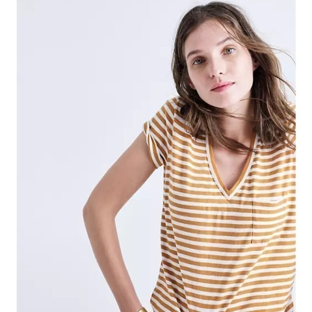 Madewell Whisper Cotton V-Neck Pocket Tee Stripe